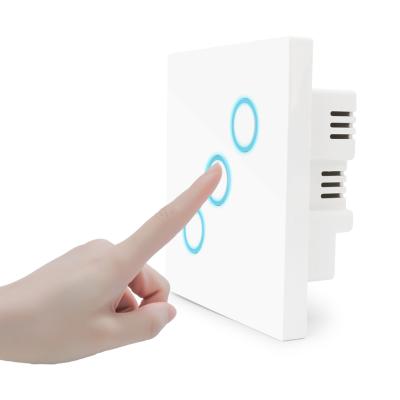 China Smart Home use smart wifi lamp switch UK 3 band wifi touch switch Wifi smart switch for sale