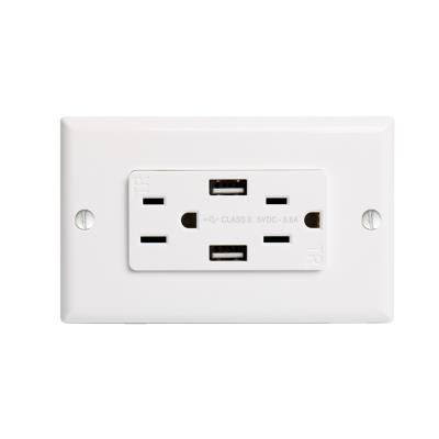 China US Standard Wall Plug 15A / 125V Screw Outlet With 2 USB Charger for sale