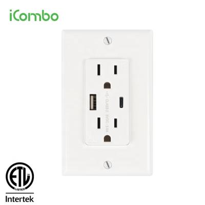 China iCombo Screw Type USB Wall Socket For USA Wall Mount USB Quickly for sale