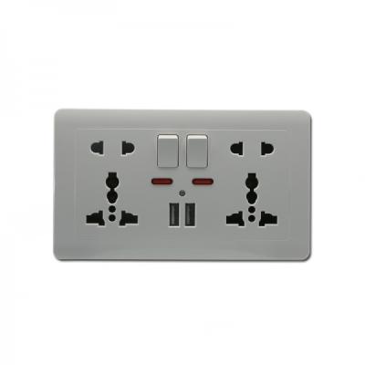 China iCombo 2 Band Five Pin Multifunction Switched Wall USB Screw Power Socket for sale