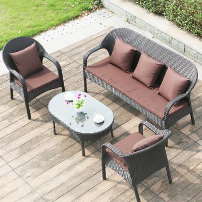 China Modern Cheap Outdoor Sofa Wicker Garden Sofa Rattan Three Seat Patio Furniture for sale