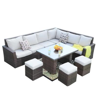 China Modern Patio Chair Garden Table Leisure Rattan Sofa Set Outdoor Wicker Rattan Furniture for sale