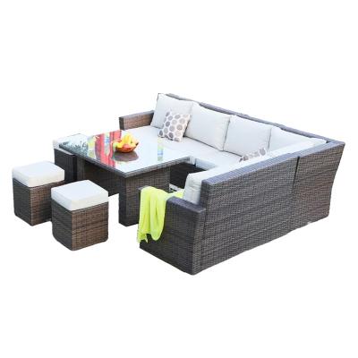 China Modern Weatherproof Outdoor Wicker Rattan Corner Garden Season Sectional Sofa Set for sale