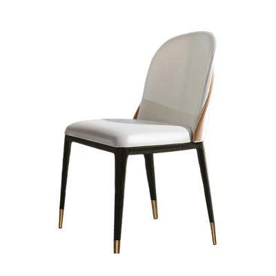 China Latest Factory Direct Modern Solid Wood Leg Style PU Modern High Gloss European Flesh Color Antique Restaurant Dining Chair for sale