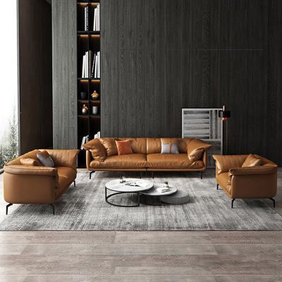 China Other Italian Minimalist Metal Legs Luxury Living Room Sofa Sets High Quality Living Room Leather Sofa for sale