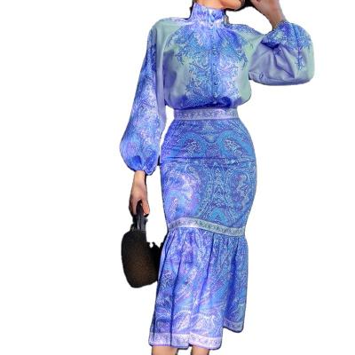 China New Bohemian Printing Mid Skirt Bohemian Printing Latin Upper Length Wrap Arm Skirt Suit Women for sale