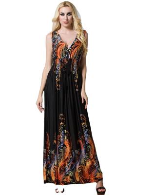 China Bohemian Washable Explosion Models Plus Size Fat Women's Mm Sleeveless Dress Plus Size Beach Dress Ice Silk Dress for sale