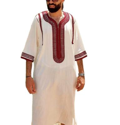 China Polyester Arabian Ethnic Multicolor Short Sleeve Loose Fashion Casual Men's Long Dress for sale