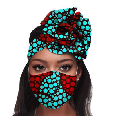 China African popular African dust turban dust mask double-sided printing batik cotton turban dust for sale