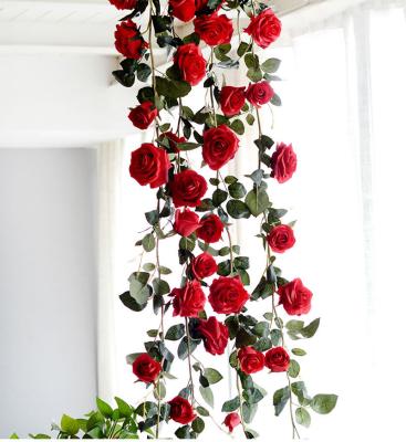 China wedding party home decoration YI with you high quality silk Rose Vine Artificial Flower home wedding decoration For real touch ZERO wall background for sale