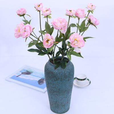 China ZERO Hot Flower Wedding Decoration Seal 3 Heads Peony Artificial Silk Peony Flower For Decoration Wedding Home for sale