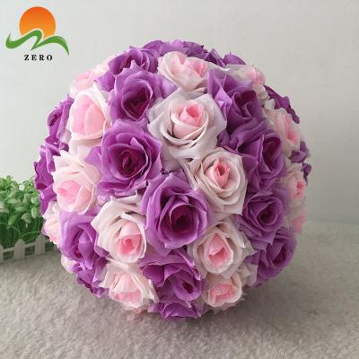 China ZERO Popular Environmental Friendly Party Products Customized Size Artificial Silk Rose Wedding Flower Ball Decoration for sale