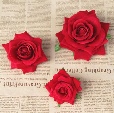 China High Quality ZERO Environmental Red Rose Heads Silk Rose Flower Head for wedding decoration for sale