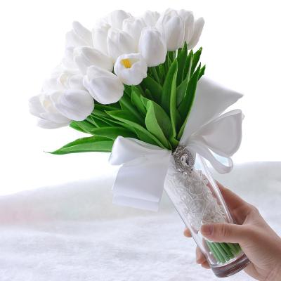 China Wedding Home Decor ZHUOOU Tulip Bouquet White 35 Flower Artificial Flower For Home Decor for sale