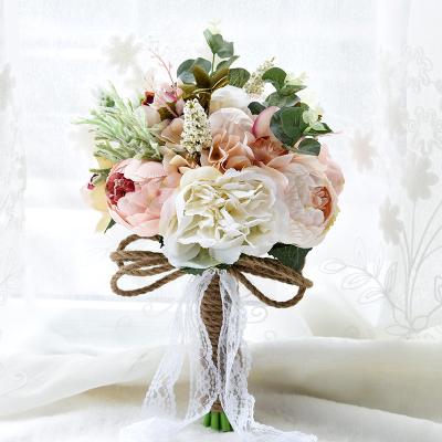 China ZHUOOU Beautiful Peony Colorful Bridal Silk Bouquet Flowers Artificial Wedding Flower for sale