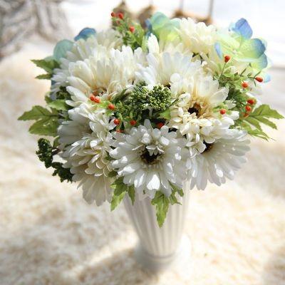 China wedding party home decoration YI with you ZERO touch hot high quality real silk flower artificial Gerbera bouquet for decoration wedding home for sale