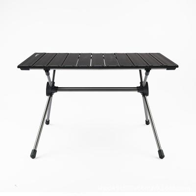 China Aluminum Alloy Blackened Scratch Outdoor Portable Folding Camping Table Egg Roll Camp Picnic Table for sale