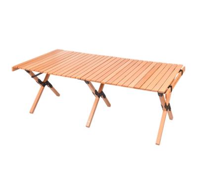 China Outdoor Portable Folding Wooden Picnic Table Light Weight Picnic Table Camping Easy Carry Rolled Table for sale