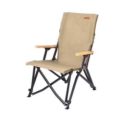 China High Folding Outdoor Wild Canvas Camping Backrest Fur Seal Solid Wood Convenient Camping Chair for sale