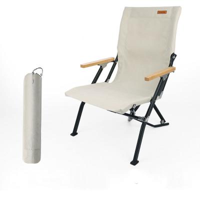 China Aviation aluminum alloy flying fox chair arm canvas chair light solid wood folding bamboo camping chair for sale