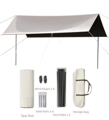 China Straight Tying Type Camping Tarp With Tent Pole Beach Tent Sun Shelter Sun Awning for sale