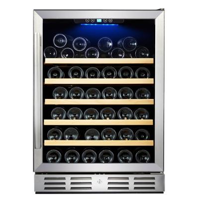 China Non-seamless door with SS handle 52 bottles of wine fridge with electronic controller with LED display for sale