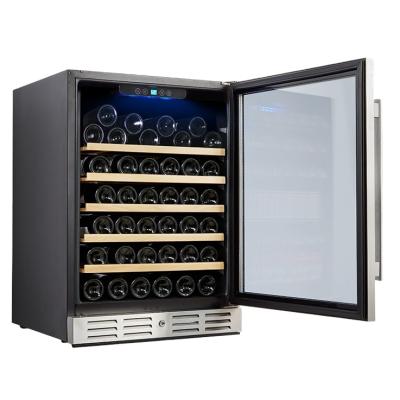 China Non-seamless door with SS handle luxury single zone temperature control wine fridge fan cooling 52 bottles\150L for sale