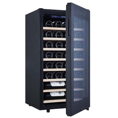 China Domestic 30 bottles single-zone wine freestanding outdoor cabinet with direct cooling with LED lighting for sale