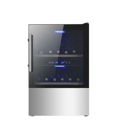 China Hot-selling dual-zone temperature control outdoor wine cabinet 133L freestanding refrigerator with LED display in 2021 for sale