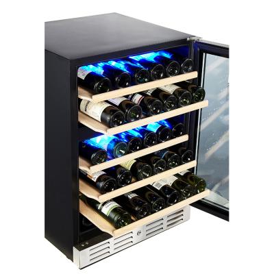 China Electronic Control 46 Bottles Compressor Build In Cooler Dual Zone Cellar Wine Fridge Red Wine Cooler Refrigerant for sale