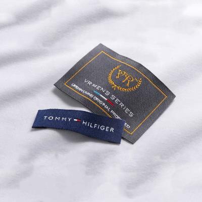 China 27 years of sustainable weaving experience to customize private high density damask apparel woven labels for sale