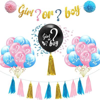 China Hipie Eco-Friendly Gender Reveal Party Decorations Confetti Snaps Balloons String Tassel Boy or Girl Baby Shower Paper Party Supplies for sale