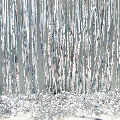 China 1X2M Silver Foil Fringe PVC or PET Drapes Backdrop Door Window Curtain Party Decoration for sale