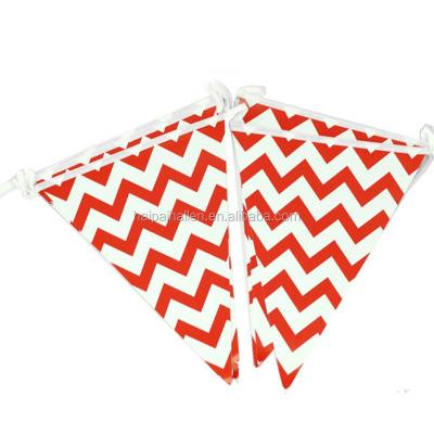 China Wedding /holiday party decoration red banner pennant zigzag zigzag chevron wedding handmade and white outdoor flag decoration for sale