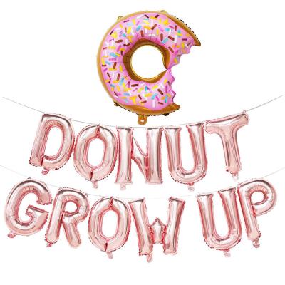 China Foil Balloons Donut Grow Up Foil Balloons Letter Banner Wedding Donut Candy Favors Baby Shower Theme Donut Birthday Decorations for sale