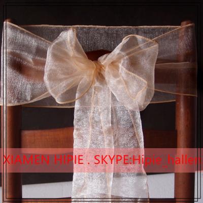 China Reusable Disposable Sheer Organza Chair Bow For Wedding Decoration for sale