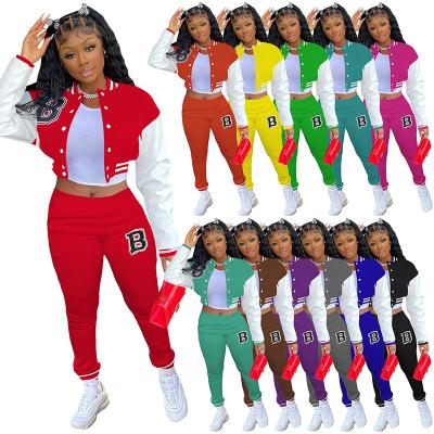 China Women Two Piece Sets Letter Print Letter Print Jacket QUICK DRY Tracksuit Long Sleeve Tops+ Kinny Pants Suits Casual Matching Outfits for sale