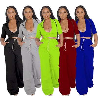 China 2021 Autumn Breathable Bodycon Joggers Clubwear Tracksuit Sportswear High Neck Zipper Jacket Bell-Bottom Long Pants Set Sweatsuit for sale