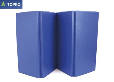 China Extra Thick Foam Blue Folding Panel Gym Training Gear PU Leather Fitness Mat for sale