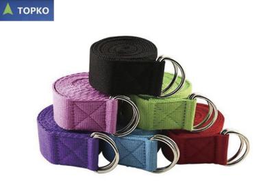 China Customized Yoga Stretch Band With Metal D - rings Buckle , 6'' / 8'' Yoga Strap for sale