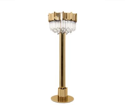 China Creative modern Nordic light luxury crystal vertical sofa floor lamp for bedroom for sale