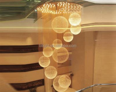 China Hotel made in china modern sprial chandelier lighting for staircase for sale