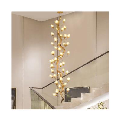 China Modern Modern Brass Pendant Chandelier For Long Staircase Chandelier With Glass Shades for sale