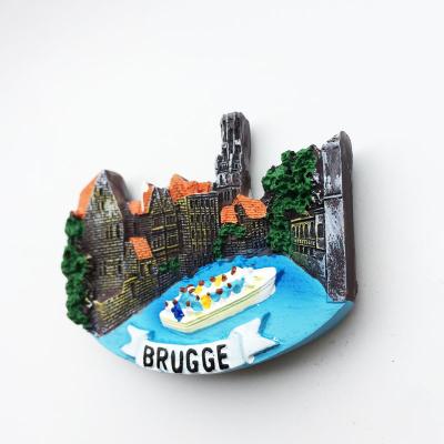 China Other Personality Customized European City Belgium Brussels Souvenir Resin Building Fridge Magnets for sale