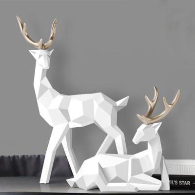 China Nordic Home Decor Nordic Style Solid 3D Geometry Lucky Deer Ornament 41cm Resin Opens Home Furnishing Office Decoration Desk Figurine for sale