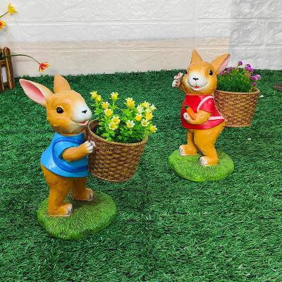 China Resin Garden Ornament Resin Garden Ornament Flower Pot Cartoon Rabbit Sculpture Landscape Flower Fairy Outdoor Plant Succulent Flower Pot for sale