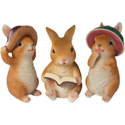 China Remembrance & Outdoor Garden Yard Ornament Maker Creative Resin Artifact Small Rabbit Sculpture Easter Landscape Animal Landscape Decoration for sale