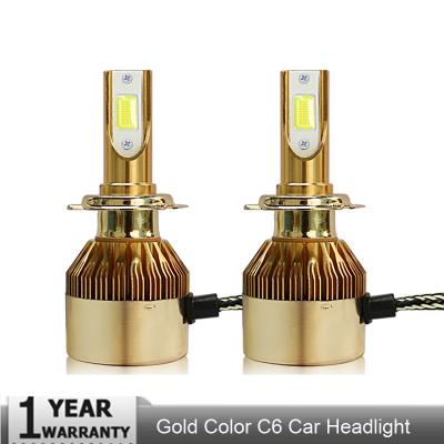 China New Led Headlight Bulbs H7 C6 72W 7600LM COB Chip Cool White 6000k Turbo Fan LED Car Headlight Lamps for sale