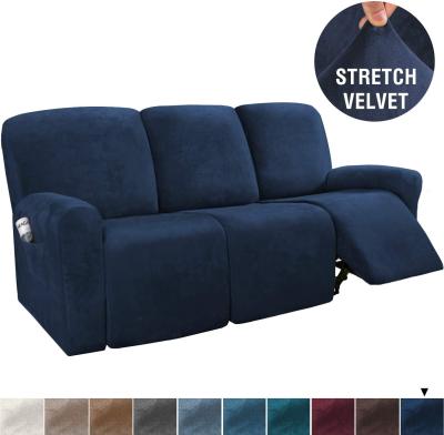 China New Hot Sale Modern 8 Pieces Velvet Sofa Cover For Recliner Stretch Fit 3 Seat Recliner Sofa Cover for sale