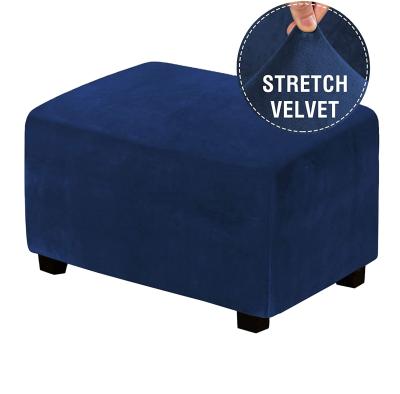 China Real Velvet Jacquard Plush Rectangle Folding Storage Covers Ottoman Covers Removable Stool Protect Covers for sale